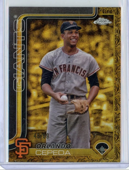 Orlando Cepeda 2025 Topps Chrome Gilded Blue Gold #'d 46/99