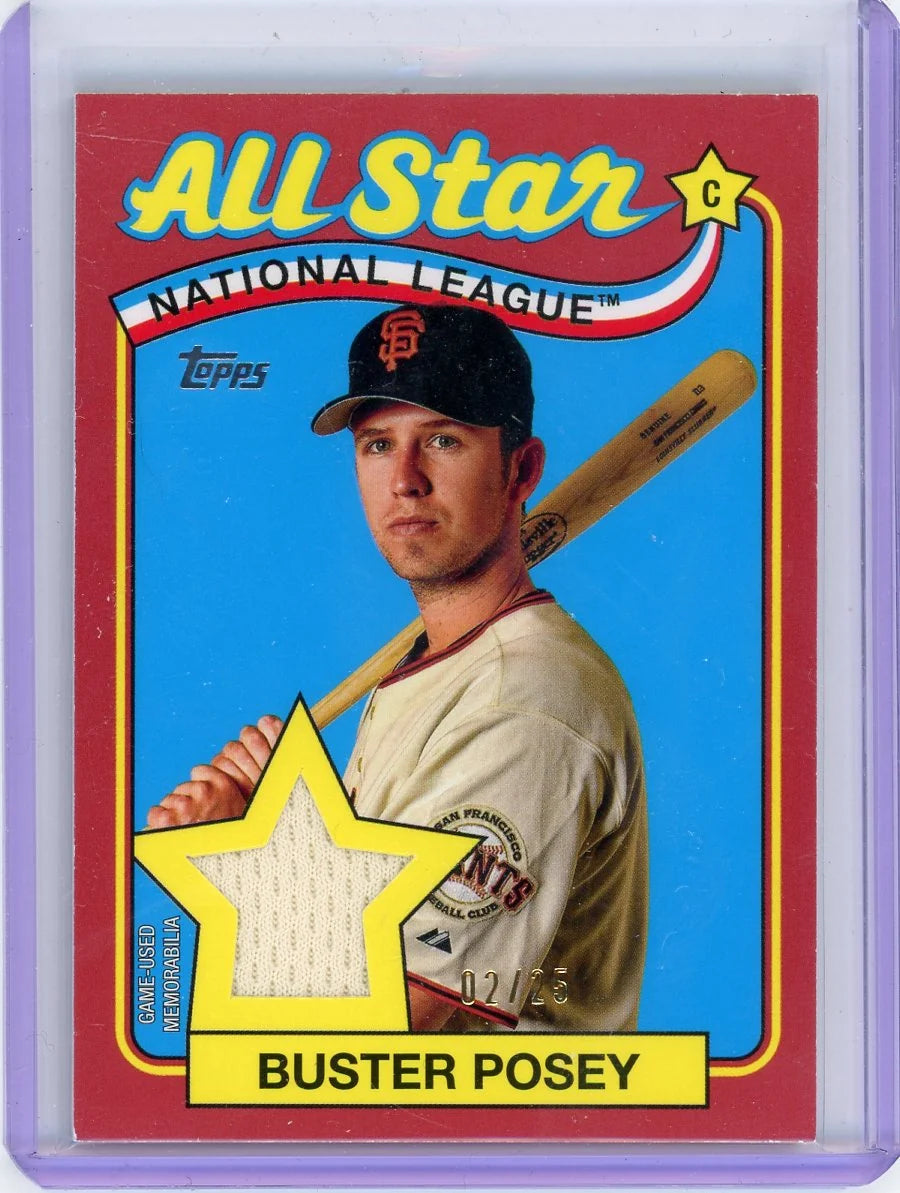 Buster Posey 2024 Topps Series One 1989 35th Anniversary Bat Relic Red #'d 02/25