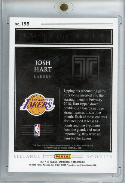 Josh Hart 2017-18 Panini Impeccable Elegance RPA #'d 3/10 (Jersey Number)