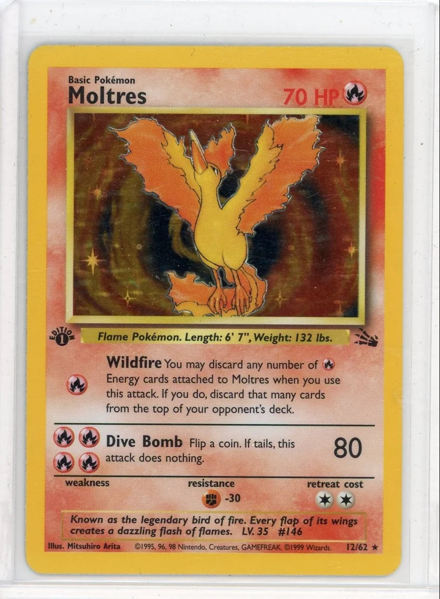 Moltres 1999 Pokemon Fossil 1st Edition holo #12/62 MP/HP