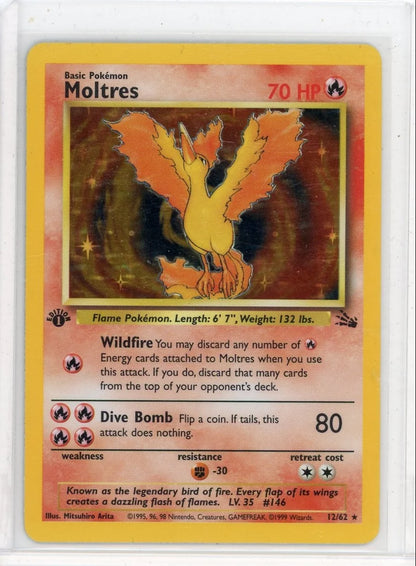 Moltres 1999 Pokemon Fossil 1st Edition holo #12/62 MP/HP