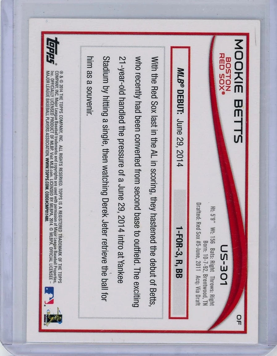 Mookie Betts 2014 Topps Update rookie card #301