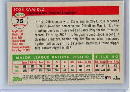 Jose Ramirez 2025 Topps Chrome Platinum Orange Refractor #'d 20/25