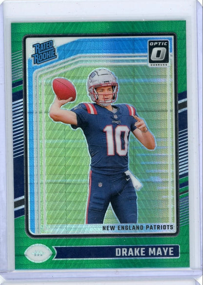 Drake Maye 2025 Panini Optic Green Hyper rookie card
