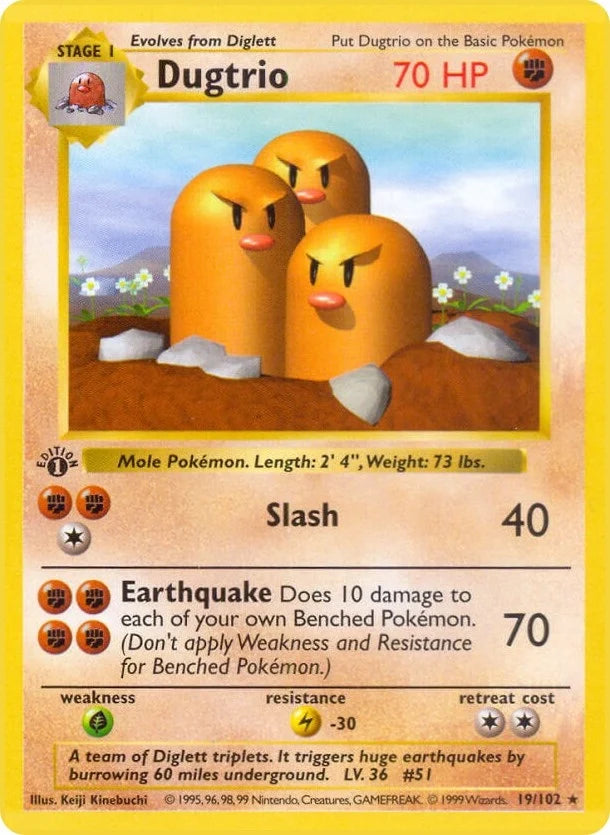 Dugtrio (019/102) (Base Set (Shadowless)) (BSS)