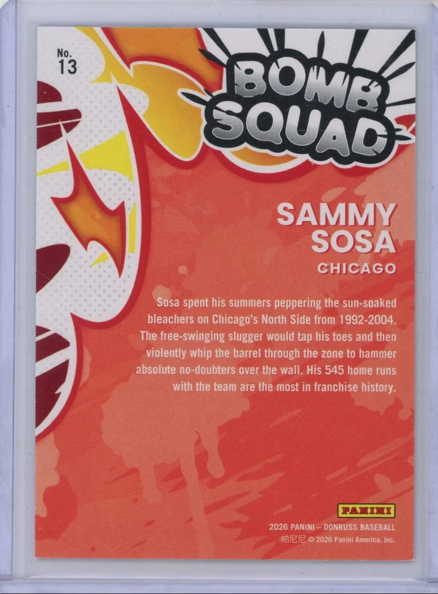 Sammy Sosa 2026 Panini Donruss Bomb Squad Red Xplosion #'d 11/99