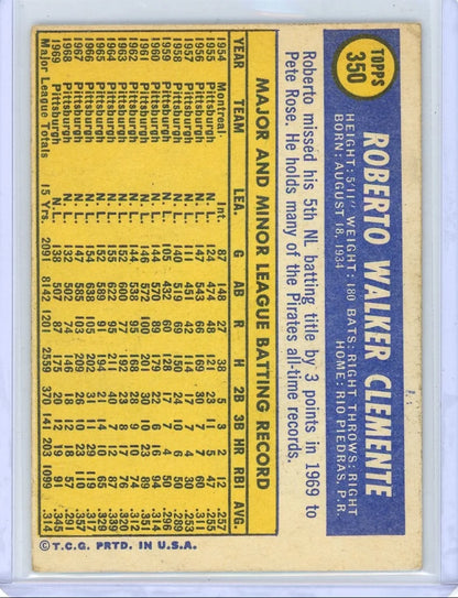 Roberto Clemente 1970 Topps #350 (creased)