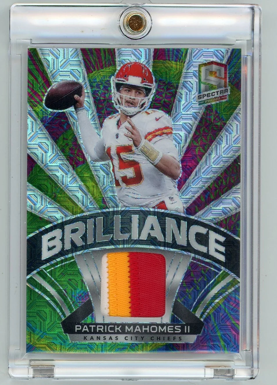 Patrick Mahomes 2021 Panini Spectra Brilliance Neon Marble Jersey Relic #'d 5/8