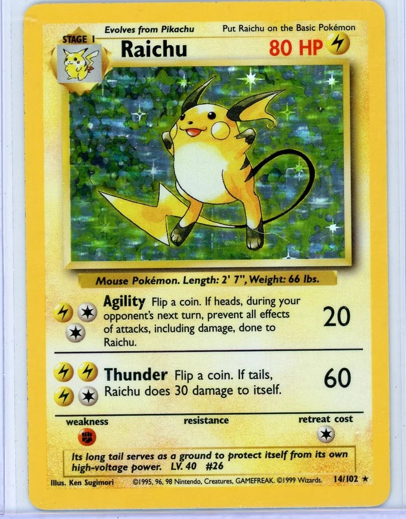 Raichu Pokémon Base Set Holo #14/102