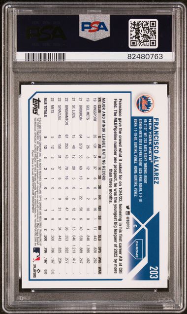 Francisco Alvarez 2023 Topps Chrome Purple Speckle Rookie PSA 10