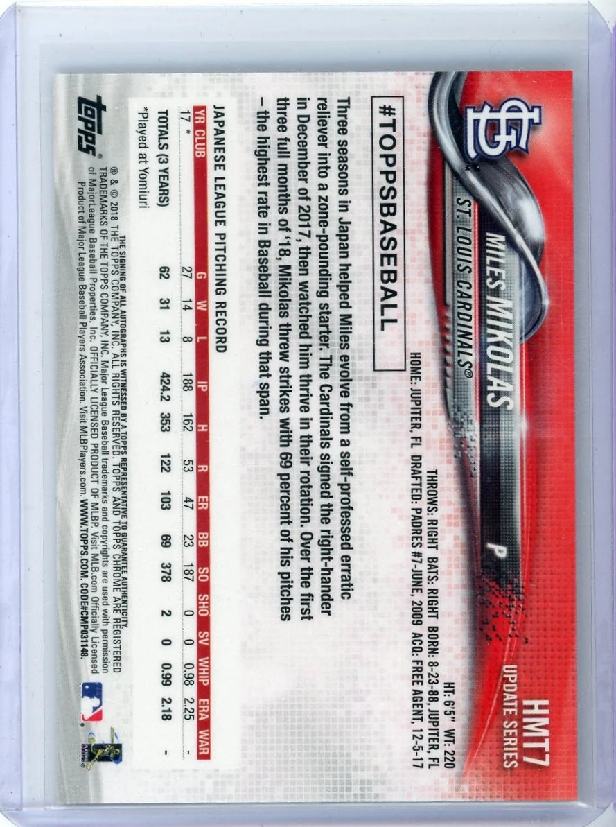 Miles Mikolas 2018 Topps Chrome Update Autograph RC