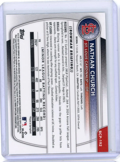 Nathan Church 2025 1st Bowman Chrome Yellow Geometric #'d 10/75