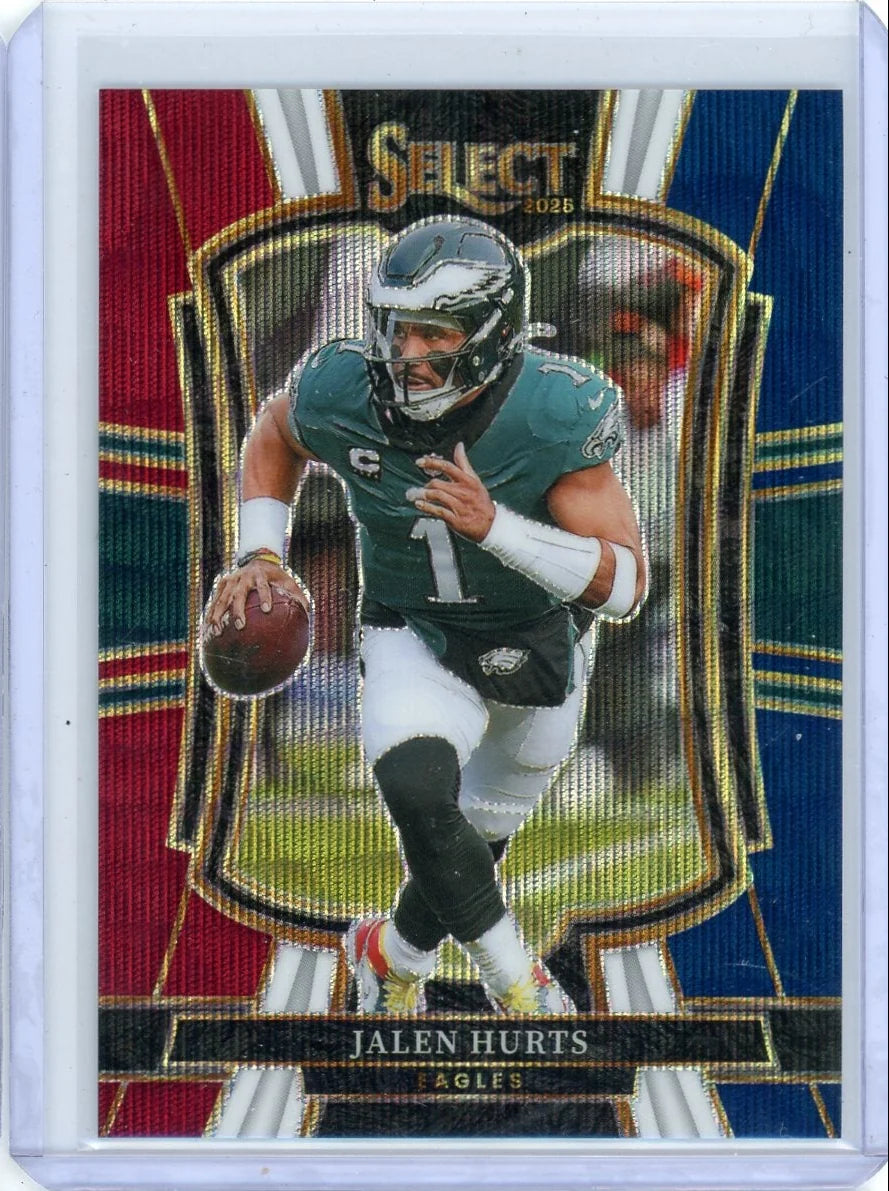 Jalen Hurts 2025 Panini Select Premier Level Red White & Blue Prizm #'d 025/299