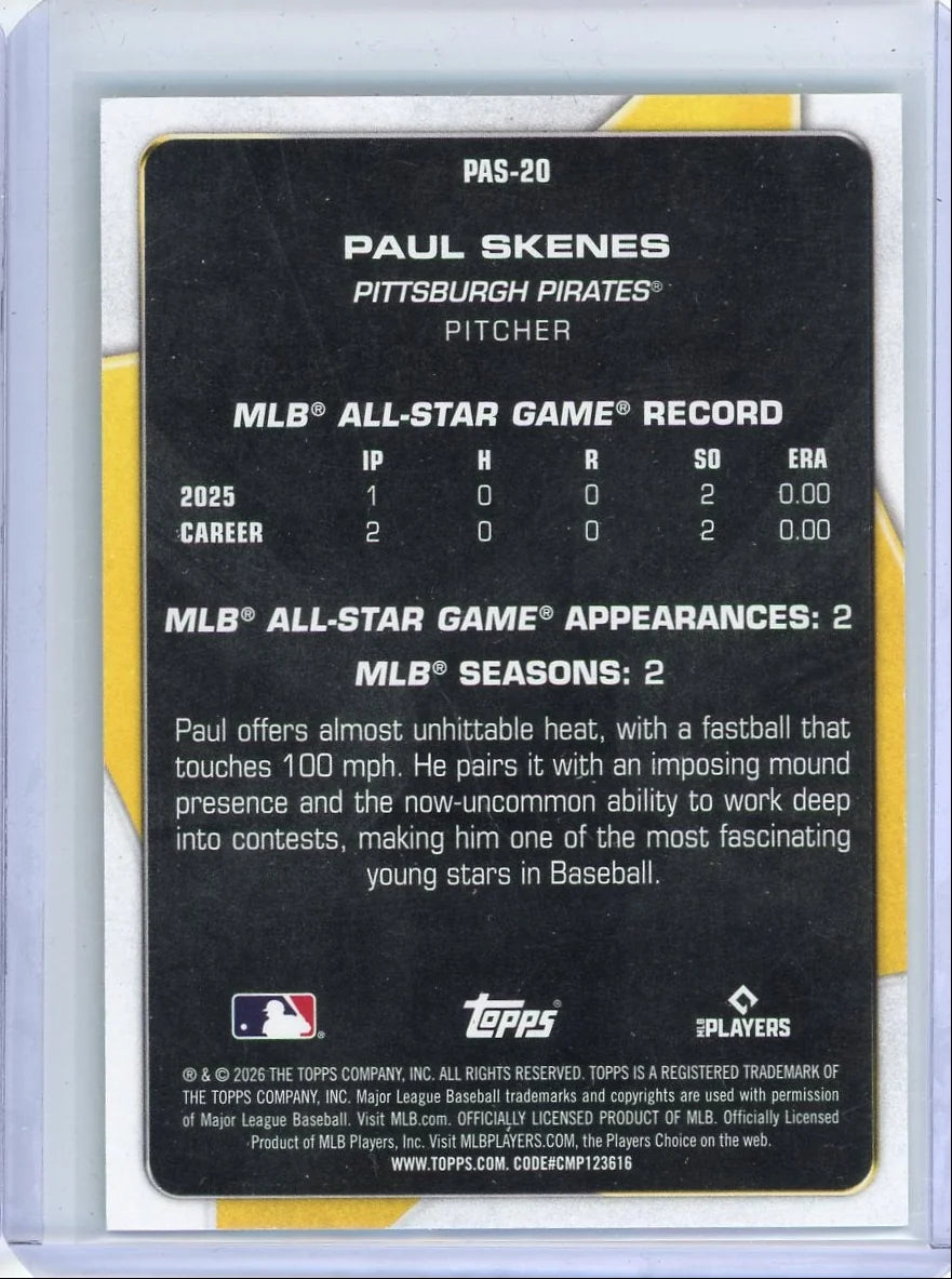 Paul Skenes 2026 Topps Perennial All-Stars green #'d 40/99