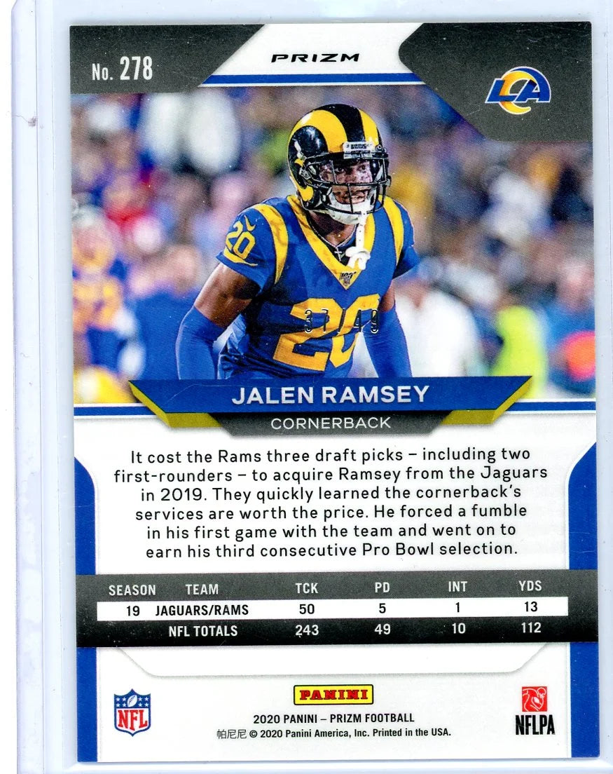 Jalen Ramsey 2020 Panini Prizm Red/Yellow Prizm #'d 37/49