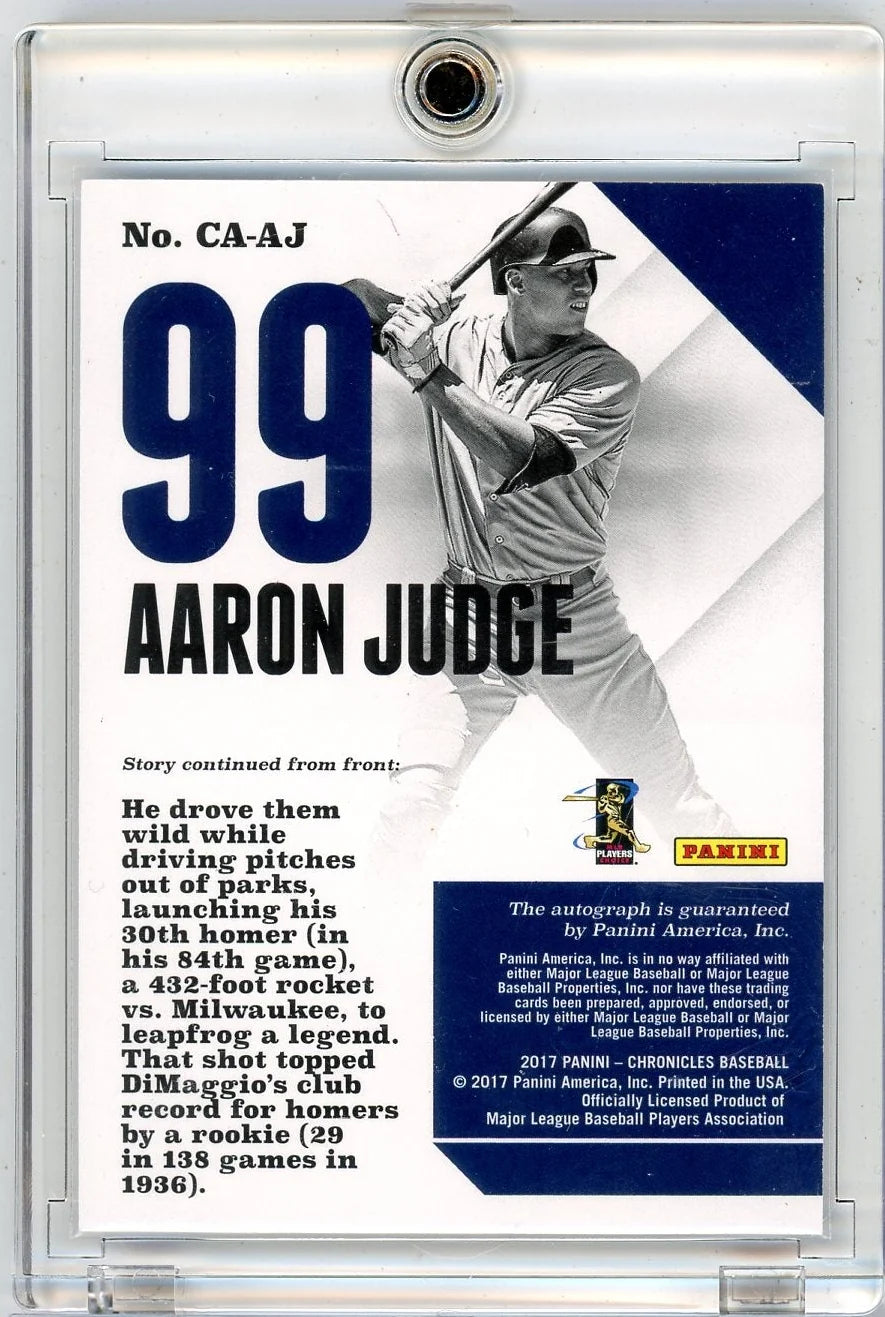 Aaron Judge 2017 Panini Chronicles "Phenom Breaks Bronx Barriers" autograph RC #'d 14/99