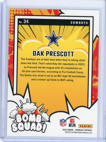 Dak Prescott 2024 Panini Donruss Bomb Squad #'d 095/100
