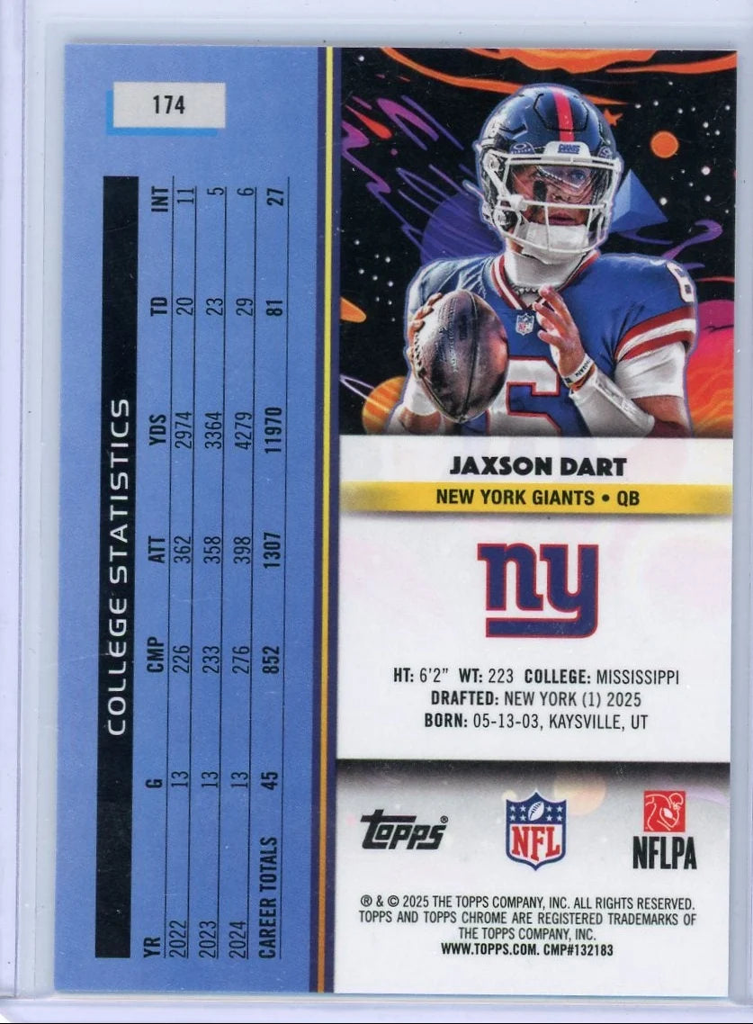Jaxson Dart 2025 Topps Cosmic Chrome Nucleus Refractor Rookie
