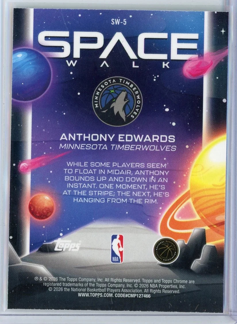 2026 Anthony Edwards Topps Cosmic Chrome Space Walk #SW-5 /99