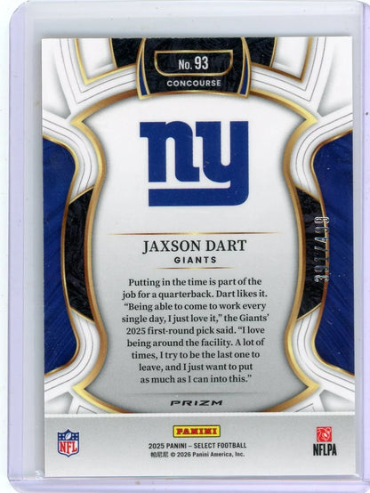Jaxson Dart 2025 Panini Select Orange Shock RC #'d 391/499