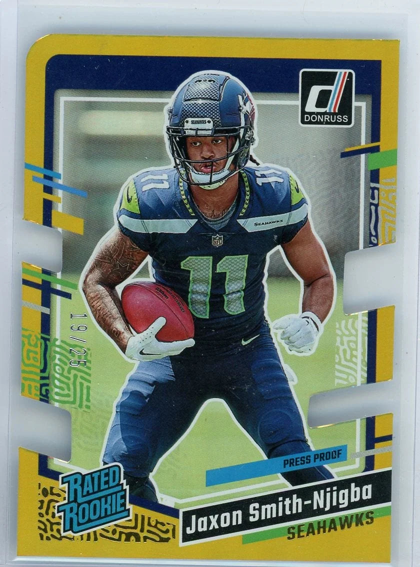 Jaxon Smith-Njigba 2023 Panini Donruss Rated Rookie Die Cut Gold #'d 19/25