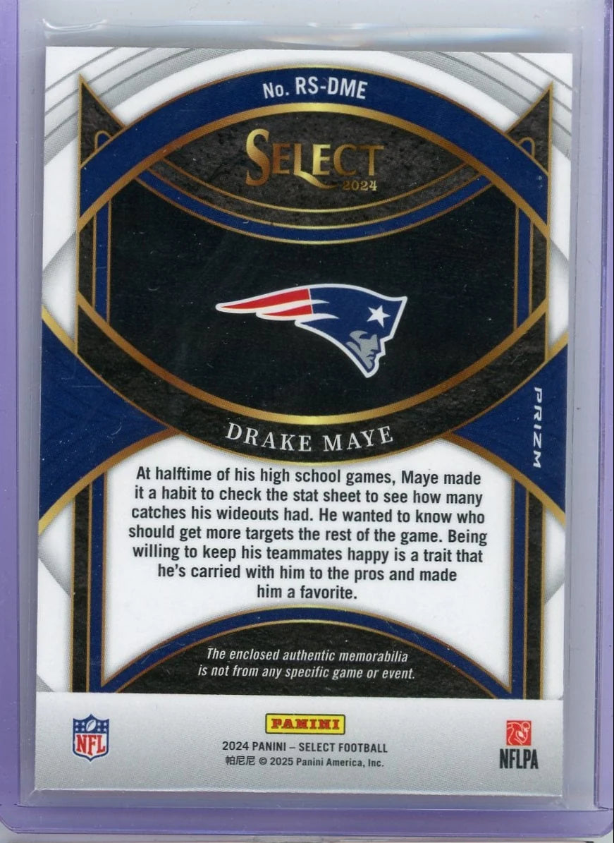 Drake Maye 2024 Panini Select Rookie Swatches red prizm rc