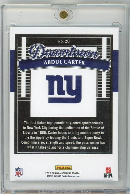 Abdul Carter 2025 Panini Donruss Downtown rookie card