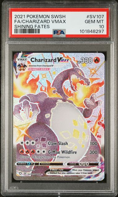 Charizard Vmax Pokémon Shining Fates Ultra-Rare #SV107/SV122 PSA 10