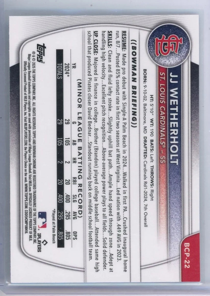 JJ Wetherholt 2025 1st Bowman Chrome mini diamond refractor