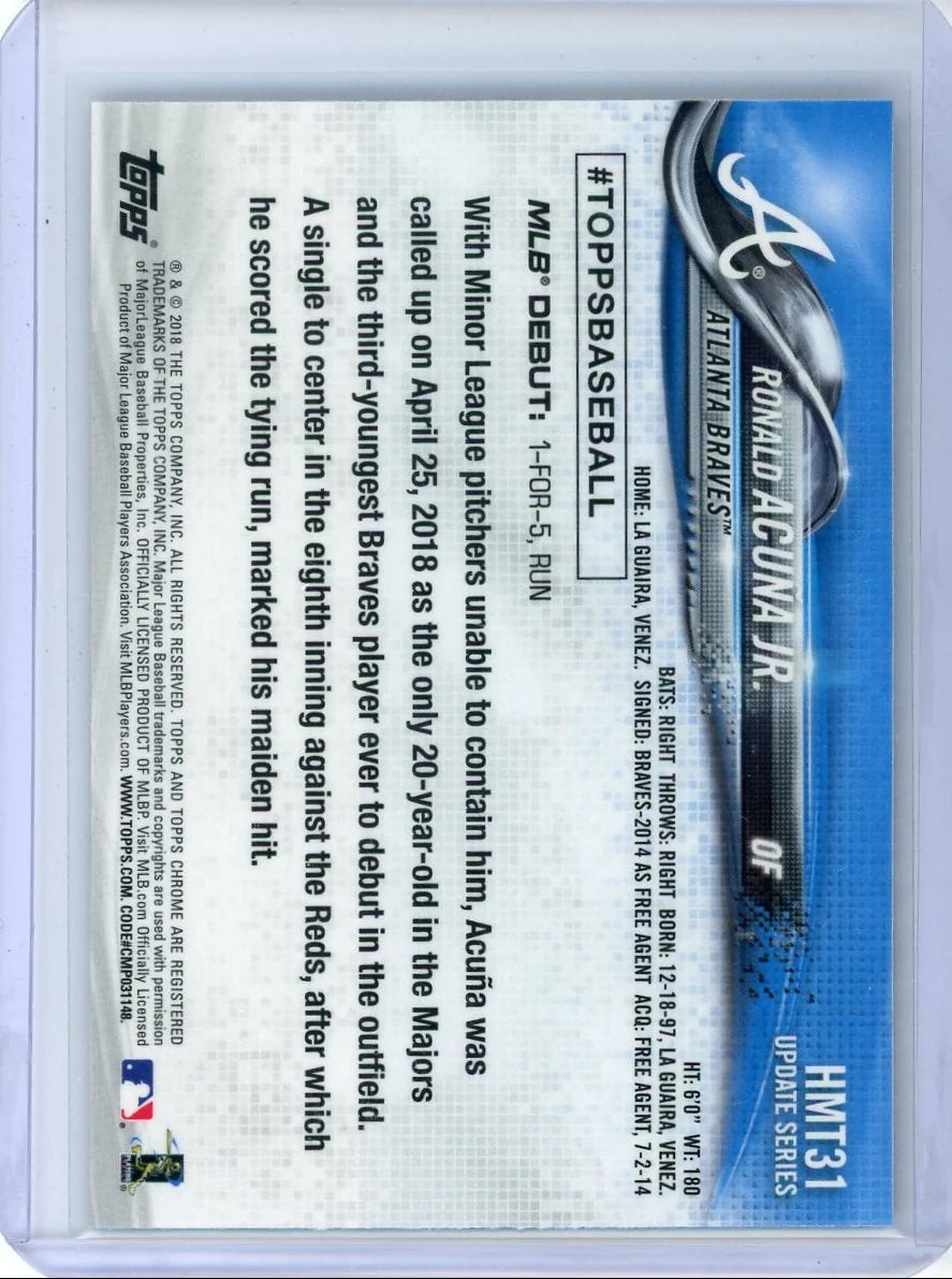 Ronald Acuna Jr. 2018 Topps Chrome Update Rookie Debut RC
