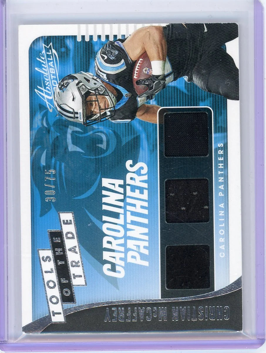 Christian McCaffrey 2019 Panini Absolute Tools of the Trade Triple Relic #'d 30/75