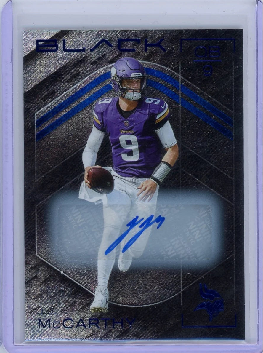 JJ McCarthy 2025 Panini Black Autograph #'d 16/50