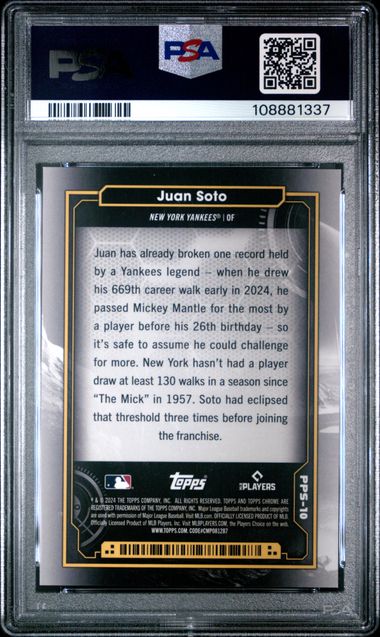 Juan Soto 2024 Topps Cosmic Chrome Planetary Pursuit The Sun PSA 10