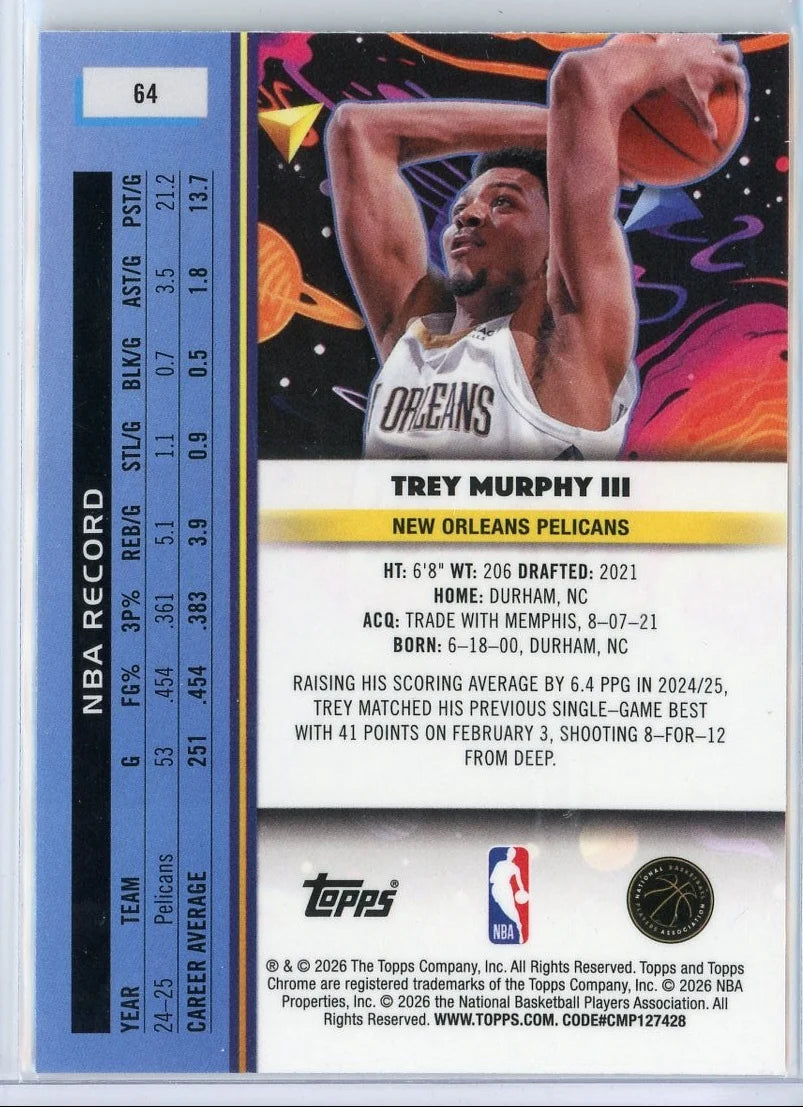 2025-2026 Trey Murphy III Topps Cosmic Chrome #64 Purple /150