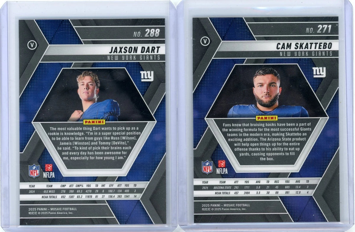 Jaxson Dart Cam Skattebo 2025 Panini Mosaic 2-card Variation lot rc