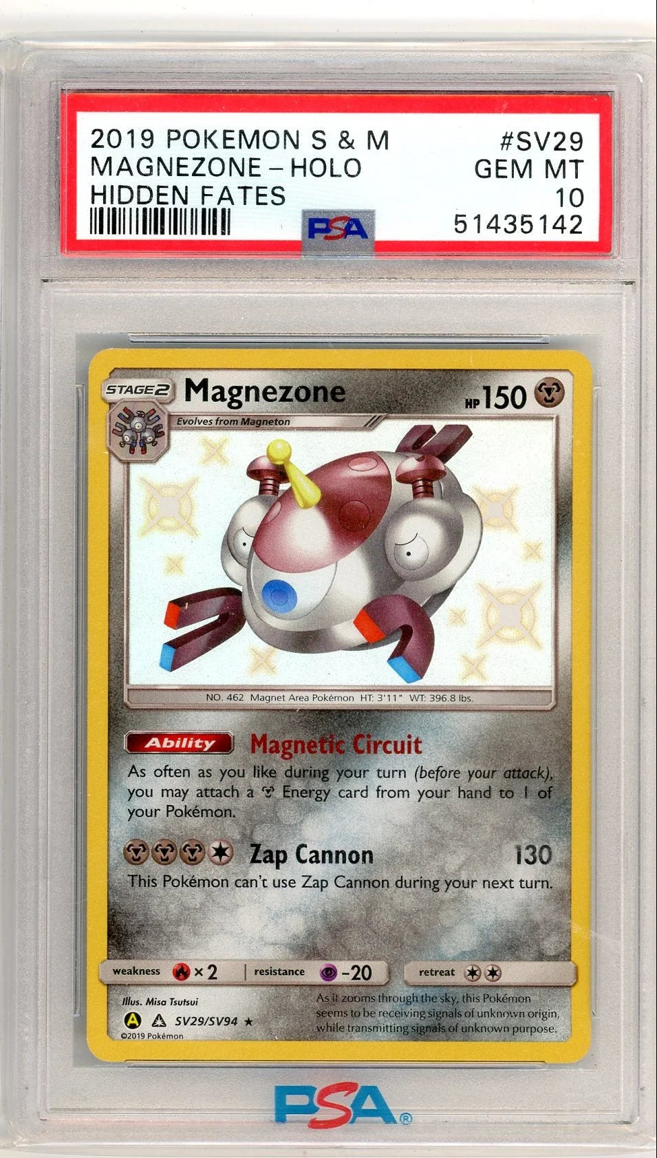 Magnezone 2019 Pokemon Hidden Fates holo #SV29/SV94 PSA 10