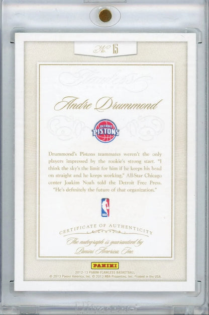 Andre Drummond 2012-13 Panini Flawless autograph rookie card red #'d 01/15