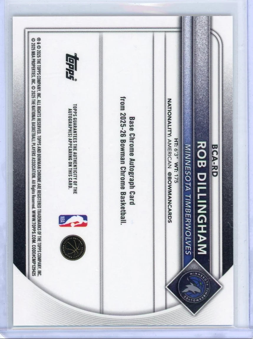 Rob Dillingham 2025-26 Bowman Basketball Gold Geometric Autograph #'d 49/50