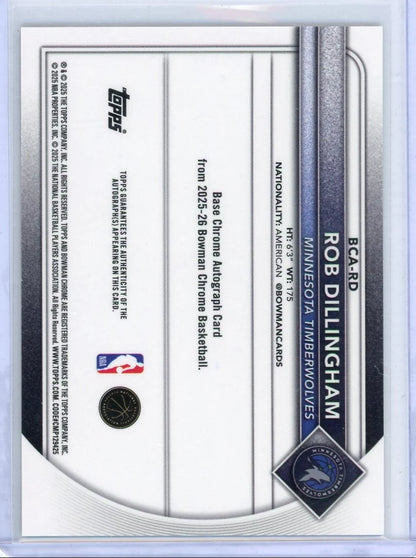 Rob Dillingham 2025-26 Bowman Basketball Gold Geometric Autograph #'d 49/50