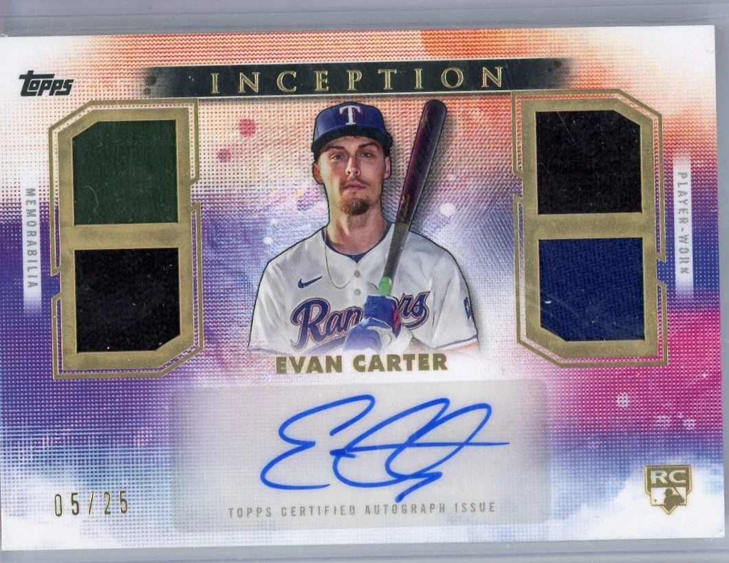 Evan Carter 2024 Topps Inception Quad Relics Autograph #'d 05/25