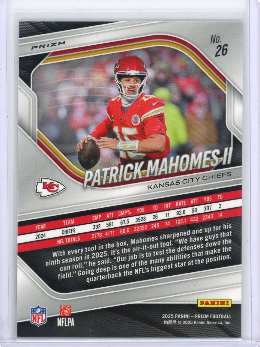 Patrick Mahomes 2025 Panini White Disco Prizm