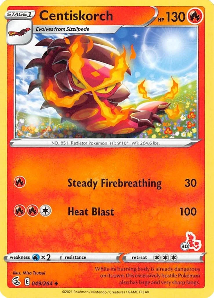 Centiskorch - 049/264 (#30 Cinderace Stamped) (049/264) (Battle Academy 2022) (BA22)