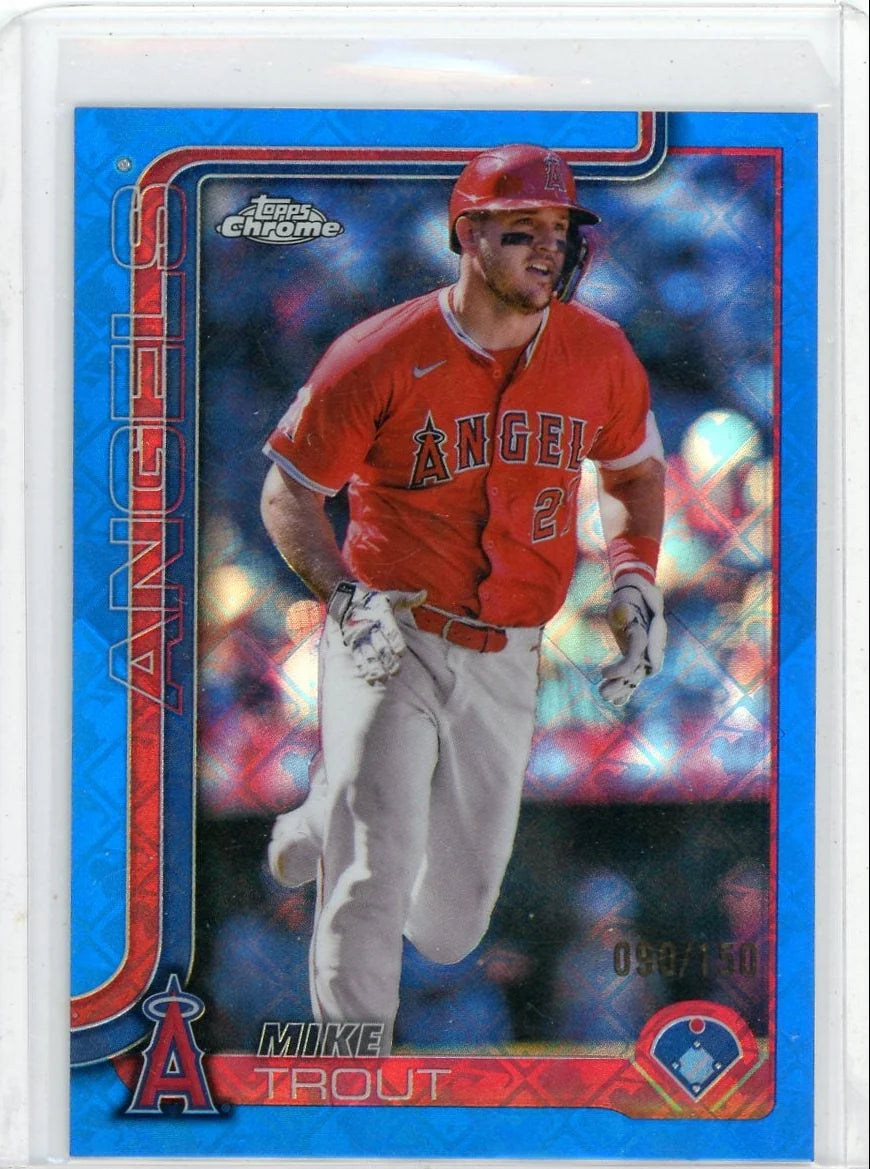 Mike Trout 2025 Topps Chrome Logofractor blue ref. #'d 090/150