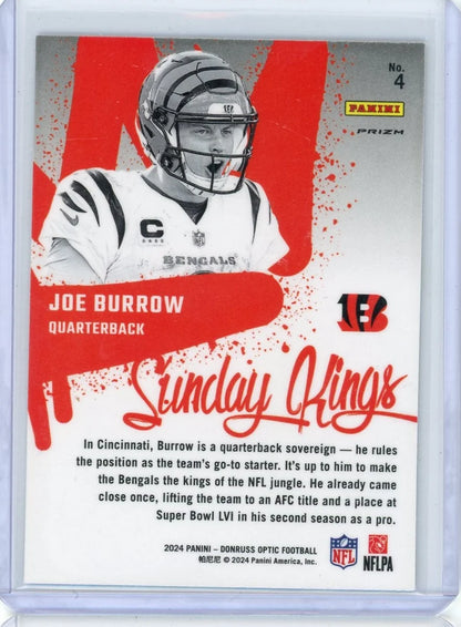 Joe Burrow 2024 Panini Donruss Optic Sunday Kings SSP