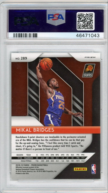 Mikal Bridges 2018 Panini Prizm silver prizm RC PSA 10