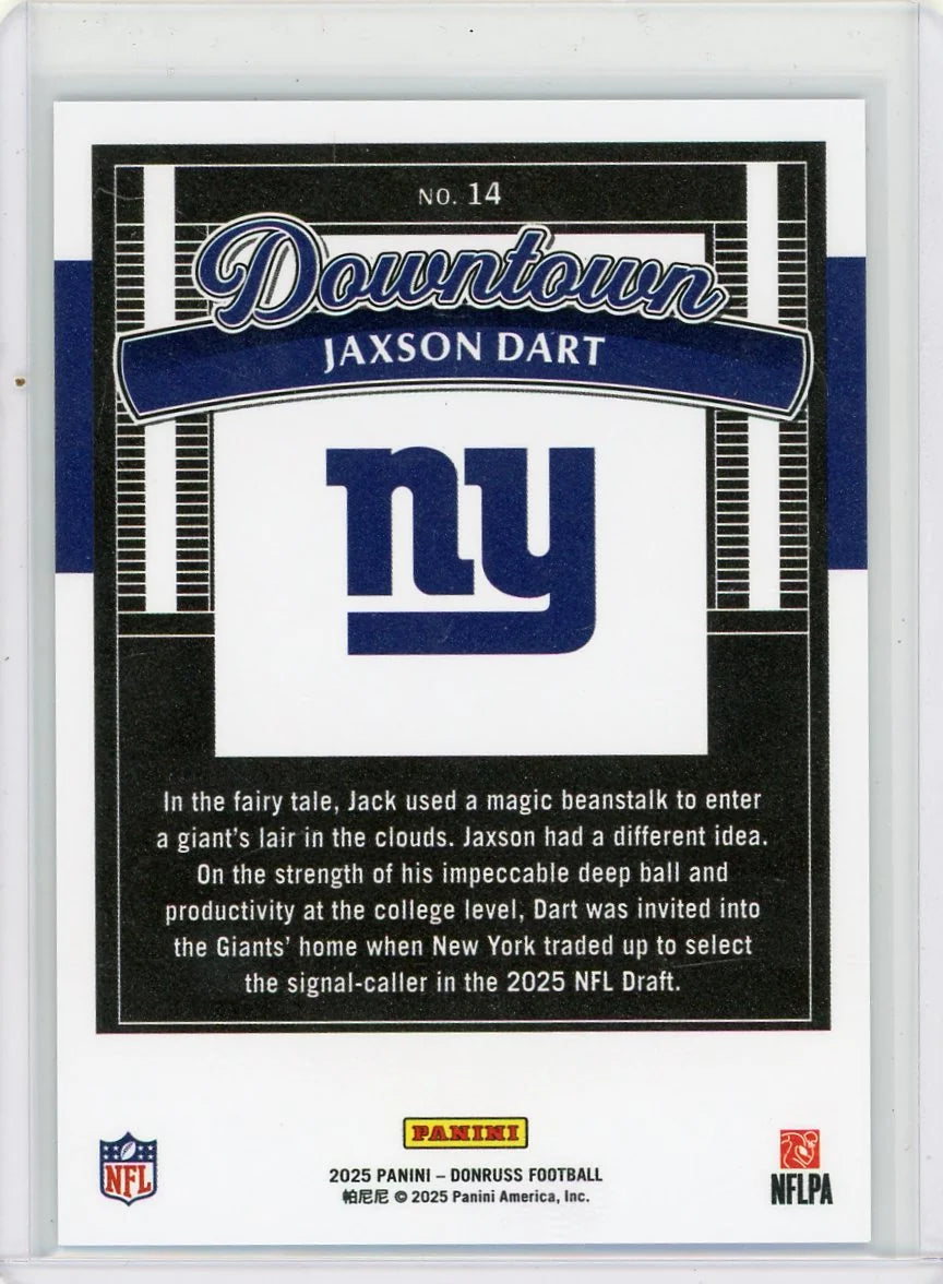 Jaxson Dart 2025 Panini Donruss Downtown RC SSP