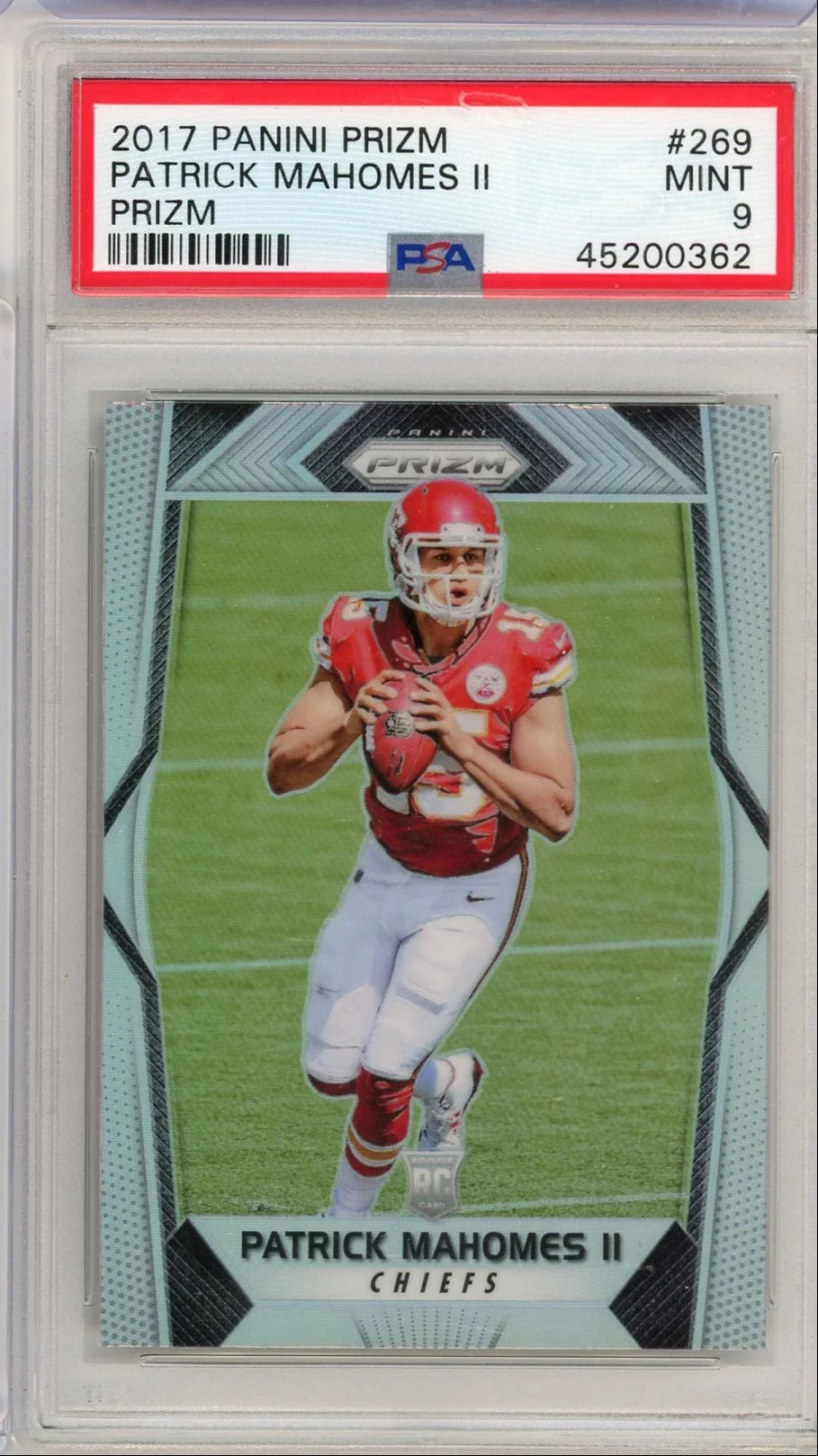 Patrick Mahomes 2017 Panini Prizm Silver RC PSA 9