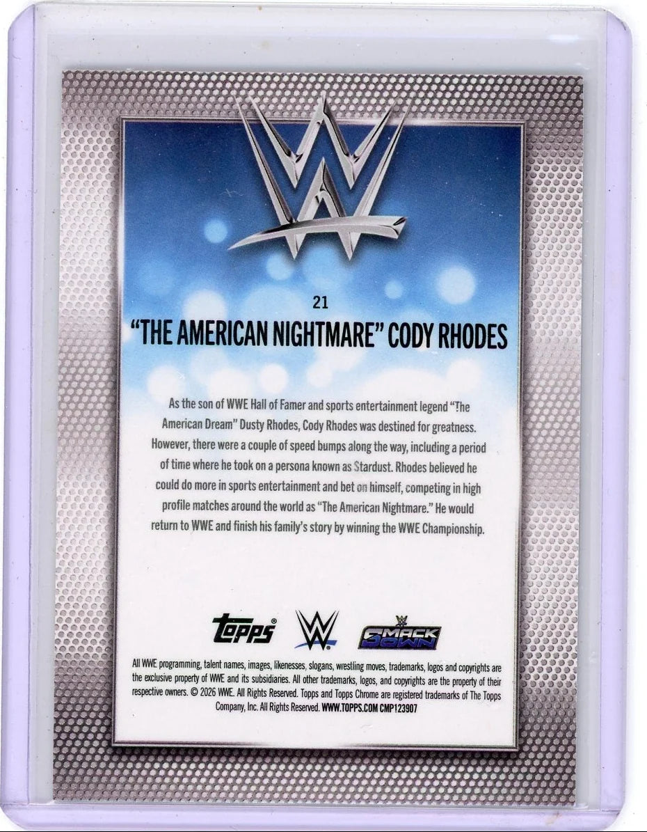 "The American Nightmare" Cody Rhodes 2026 Topps Chrome WWE Negative Refractor