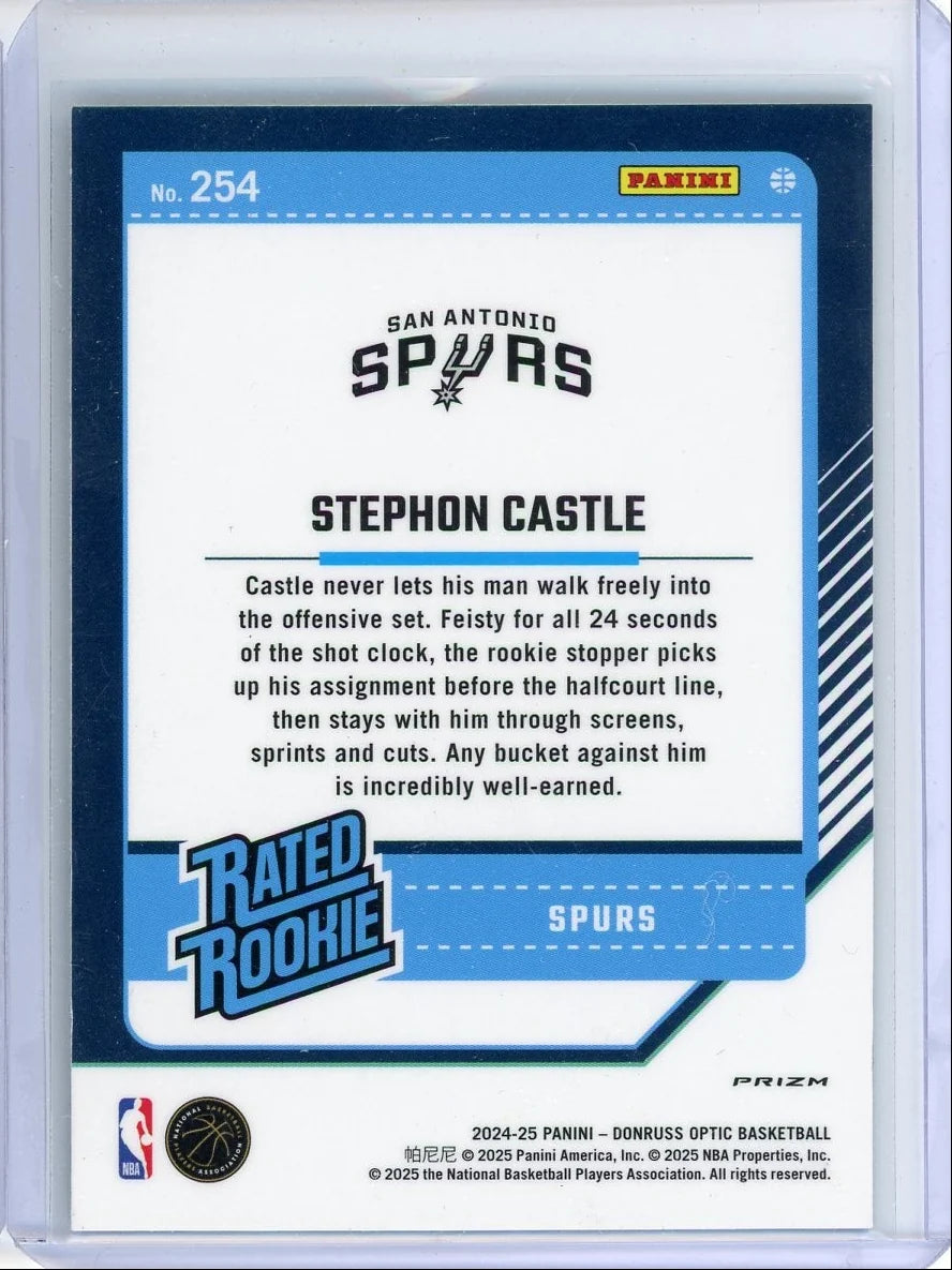 Stephon Castle 2024-25 Panini Donruss Optic Rated Rookie Purple Shock Prizm #254