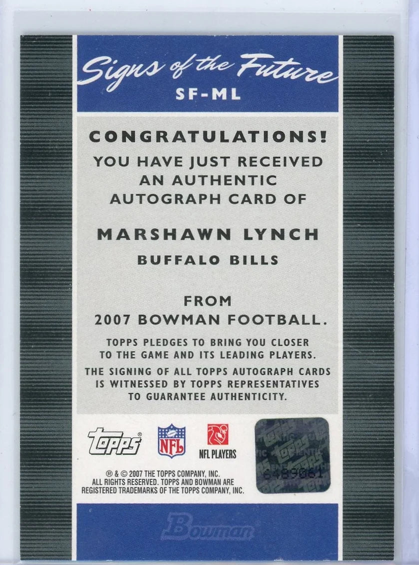Marshawn Lynch 2007 Bowman Signs of the Future autograph